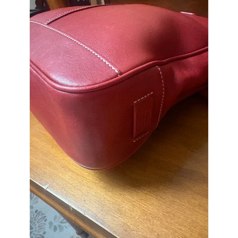 Coach Red Leather Tote‎ Bag Vintage B3S-7776 Shoulder Bag Contrast Stitching